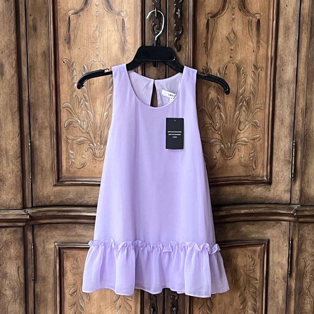 Likely NWT Women’s Sleeveless Pastel Lavender Ruffle Hem Blouse Sz 6 - Picture 4 of 14